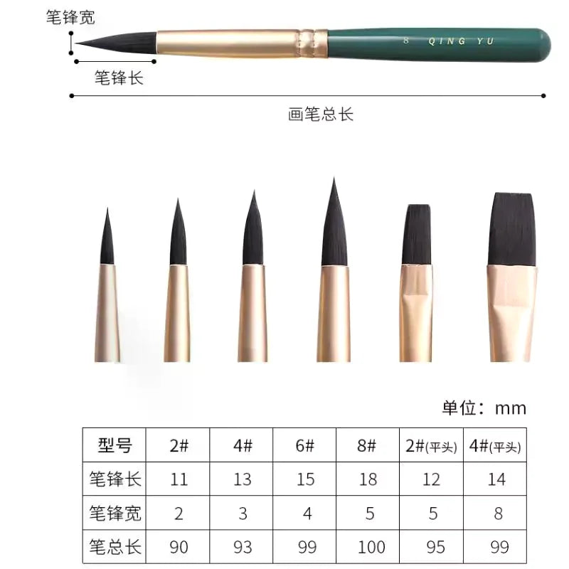 6pcs Nylon Multi-Functional Paintbrushes Watercolor Brush Mini Fresh Green Brush For Students Art Painting School Office Supplie Oasis Select