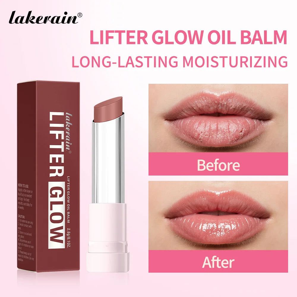 Lakerain Glow Oil Balm Long-lasting Moisturizing Lip Oil Balm Smooth Moisturizing Daily Lips Care Pink Natural Cosmetics Makeup Oasis Select