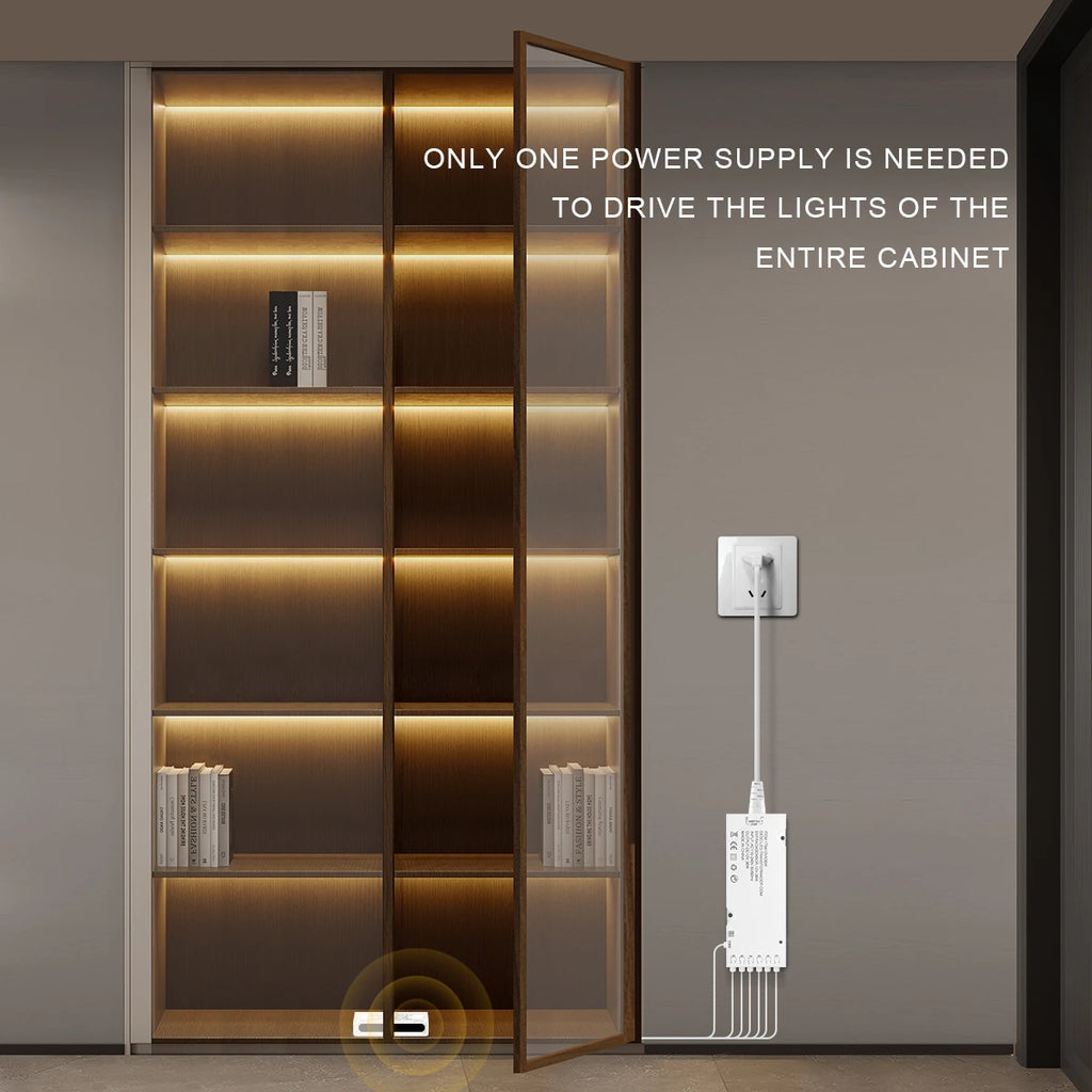 1-10PCS COB LED Cabinet Strip Lights with Double Door Sensor Swtich Night Light Integrated Lighting Proximity Induction Switch Oasis Select