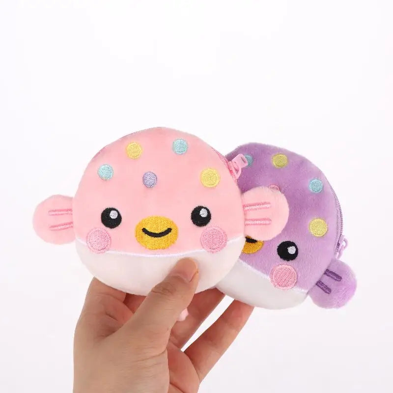 Cute Pufferfish Plush Mini Coin Purse – Zipper Pouch Wallet Novelty Coin Purse Oasis Select