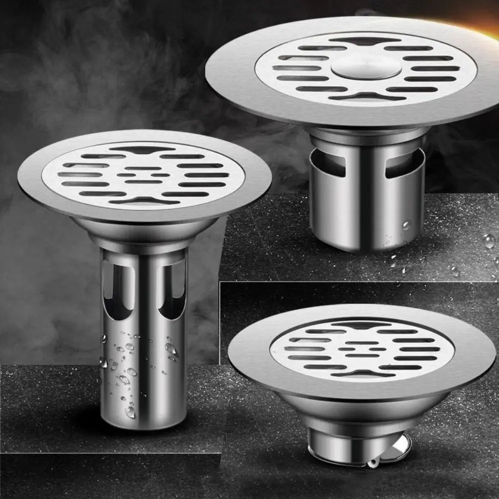 With Grid Grate Cover Shower Floor Drain Stainless Steel Round Dual-purpose Floor Drain Dectable Backflow Preventer Oasis Select