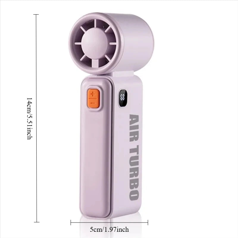 URGGU Mini Handheld Fan – USB Rechargeable, Digital Display