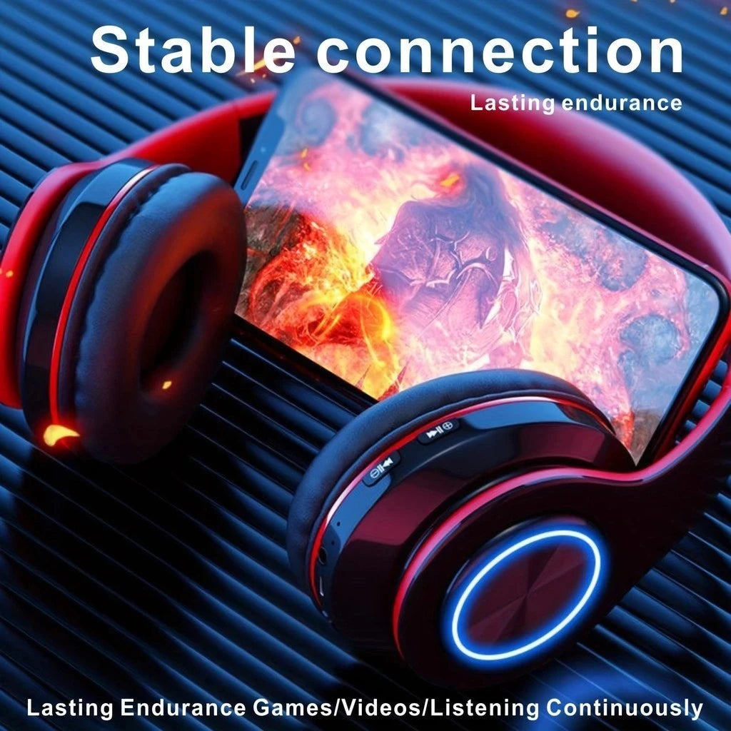 B39 Headphone With Wireless Bluetooth Colorful Light Pluggable Card Game Music Movement Bluetooth Headset for Phone Oasis Select