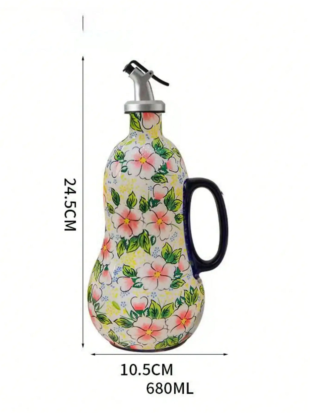 Flowers Plants Ceramic Olive Oil Bottle Soy Sauce Vinegar Multifunctional Kitchen Seasoning Drainage Bottle Kitchen Accessories Oasis Select 9