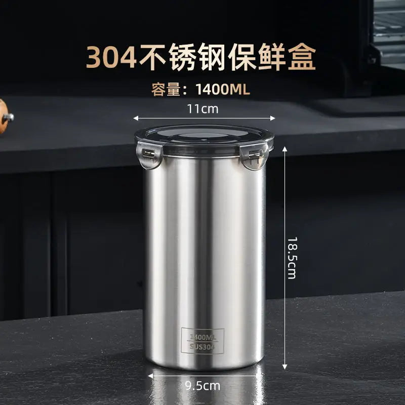 Vacuum Sealed Jug Coffee Beans Stainless Steel Airtight Container Kitchen Food Grains Candy Preserves Freshness Storage Jar Oasis Select 1400ML