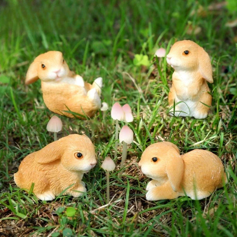 White Hare Dollhouse Ornament Easter Decoration Resin Bunny Statue Miniature Rabbit Figurine Micro Landscape Fairy Garden Oasis Select