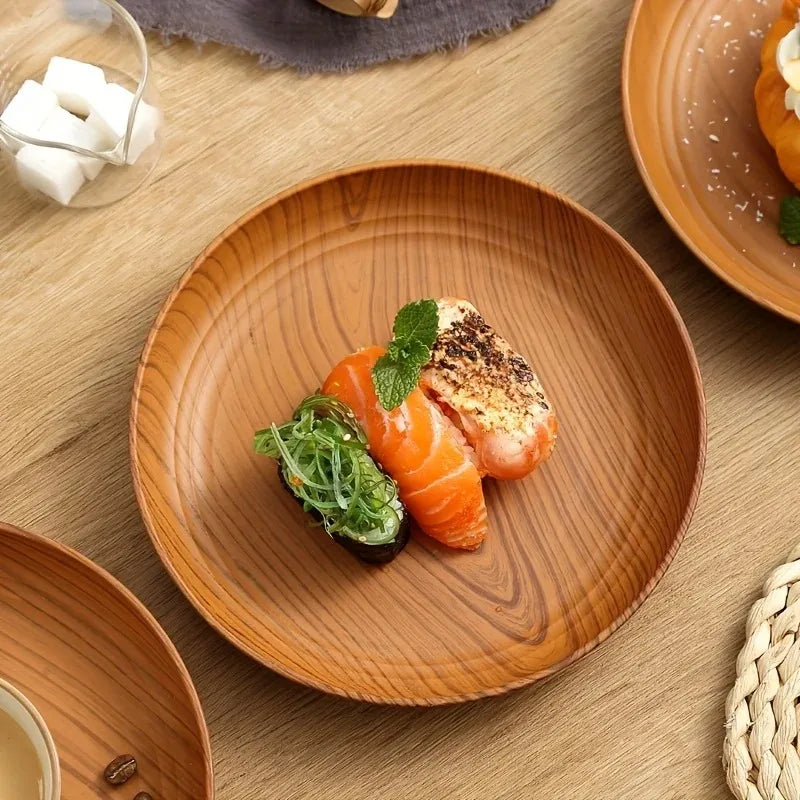 1pcs Japanese Style Tea Tray PP Plastic Rectangular Wood Grain Serving Tray for Home Hotel Restaurant Multipurpose Cup Plate Oasis Select