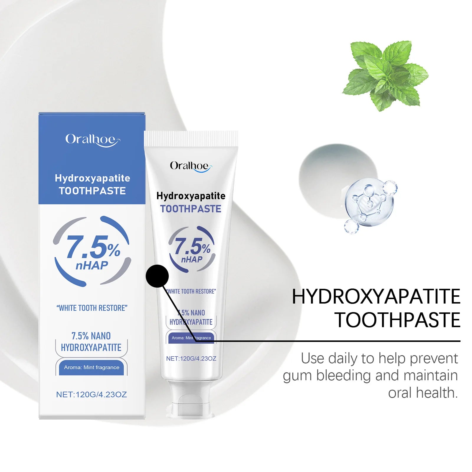 Oralhoe Hydroxyapatite Whitening Toothpaste – Stain Removal Whitening Toothpaste Oasis Select