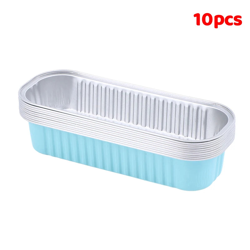 10Pcs Mini Loaf Pans Set Rectangle Aluminum Foil Heat-Resistant Bread & Cake Baking Pans for Daily & Holiday Use Oasis Select 10Pcs Blue
