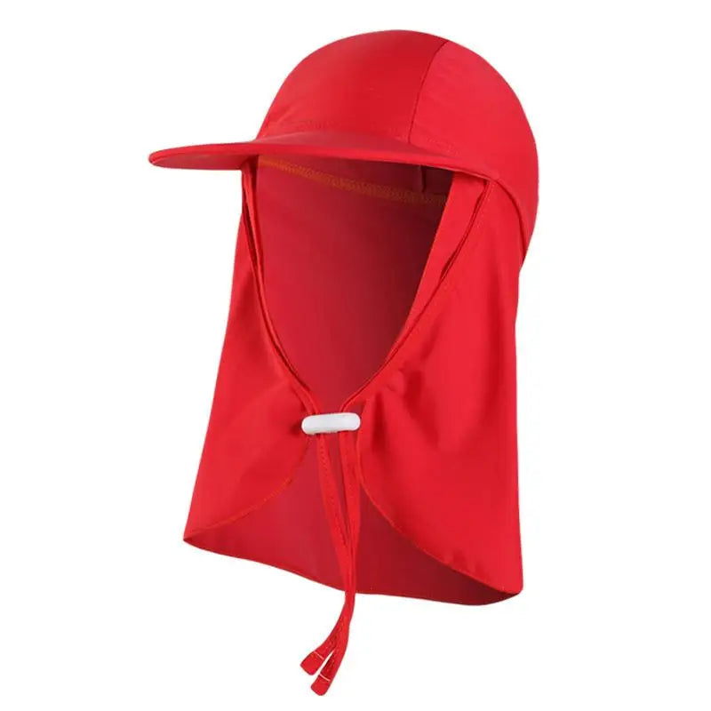 Multicolor Kids Anti-UV Sunscreen Hat Nylon Breathable Large Brimmed Hat Swimming Outdoor Ice Silk Hats Unisex Oasis Select Red