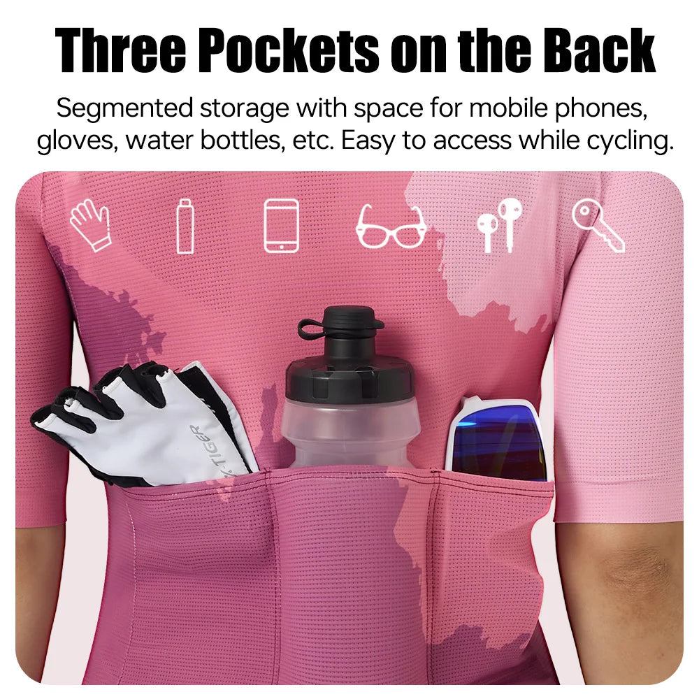 X-TIGER Cycling Jerseys Woman Outdoor Cycling Breathable Quick-drying Short Sleeve Pro High Elastic Fabric Bicycle Shirt Fashion Oasis Select