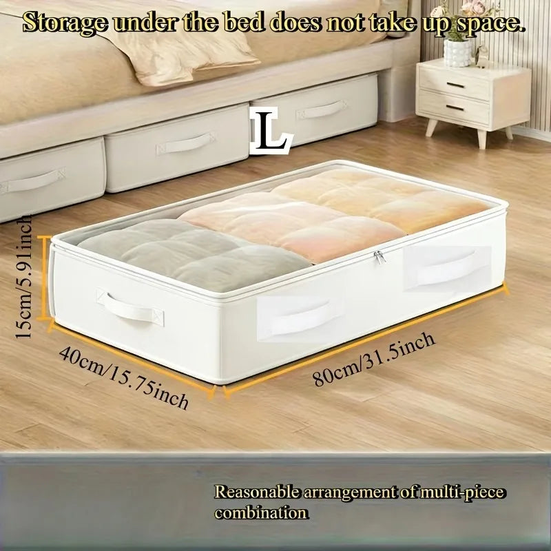 Under Bed Storage Bags with Flip Top, Foldable Non-Woven Organizer for Blankets, Quilts, - Space Saving Container for Dorm, Home Oasis Select 1pc L