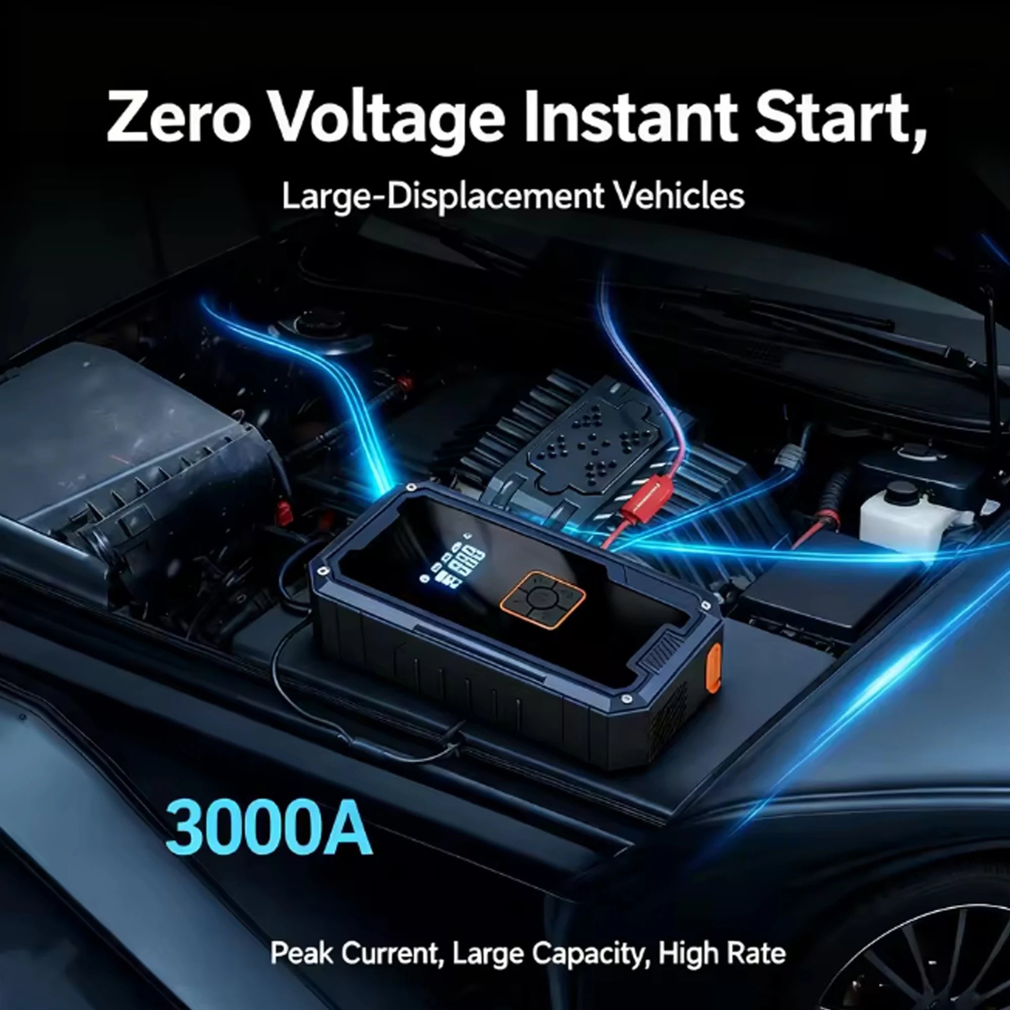 Portable Car Jump Starter with Air Compressor,3000A 99800mAh Portable Jump Box,Power Bank & Jump Cables for 9L Gas and 8L Diesel Oasis Select