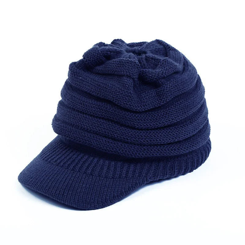 Classic European and American Knitted Hat Warm Knitted Hat Women's Empty Top Knitted Ponytail Hat Duck Tongue Winter Warmth Oasis Select 9