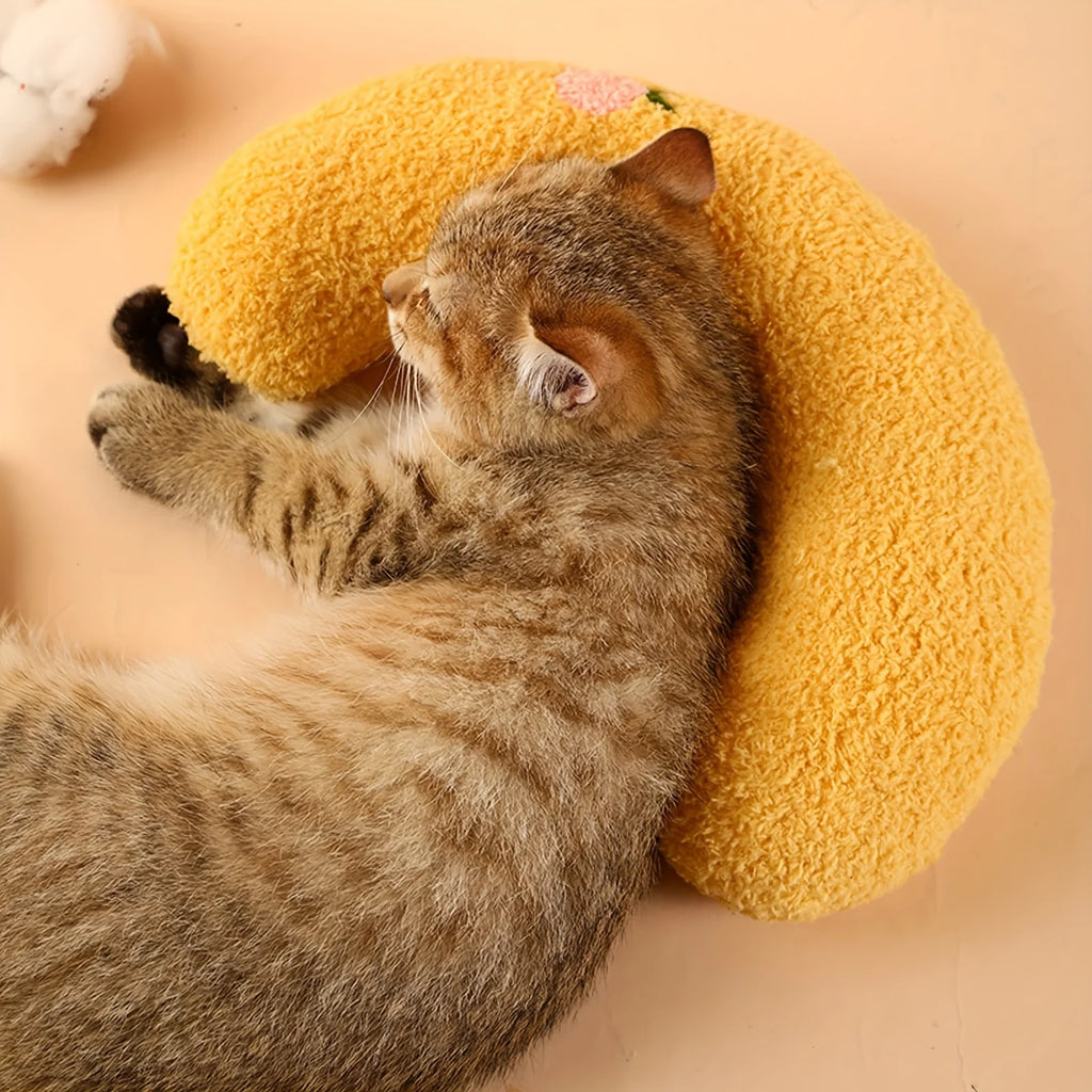 Pet Pillow for Cats and Dogs Soft Plush Thick Filling Cervical Support Hypoallergenic Washable Cover Deep Sleep U-shaped Cat And Oasis Select