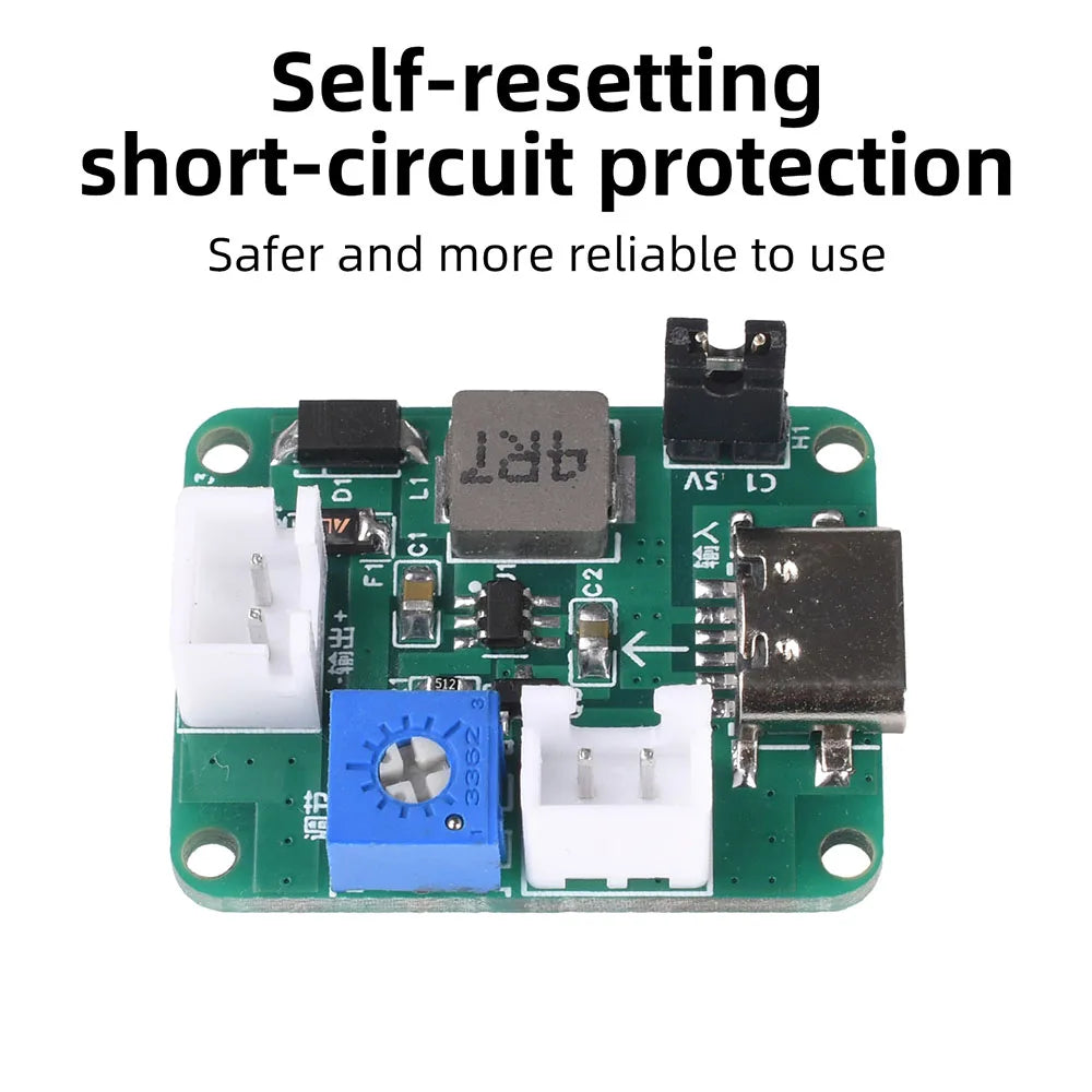 Mini Adjustable Boost Module DC-DC Converter 3-6V Input to 5V 9V 12V or 24V Output Short-Circuit Protection Switch-Controlled Oasis Select