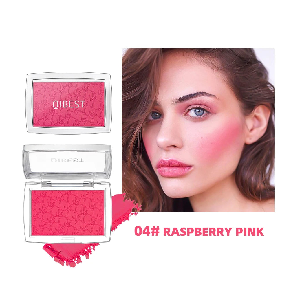 QiBest 3D Embossed Blush Palette – Peach, Pink & Coral Shades