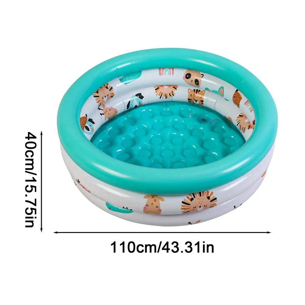 Pool for Kids Cute Pattern Blow Up Bathing Tub Round Inflatable Outdoor Pool for Boys Girls Pet Sea Ball Fishing Toy Garden Oasis Select 110cm