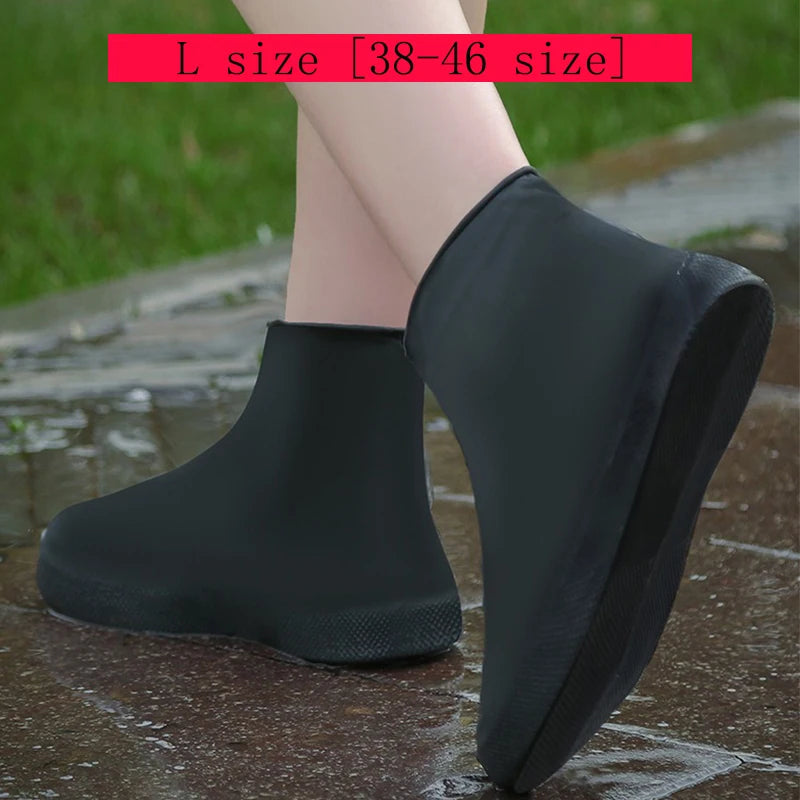 1 Pair Latex Rain Boot Overshoes Travel For Outdoor Use Latex Waterproof Shoe Covers Rainy Day Non-slip Reusable Foot Cover Oasis Select Black L 38-46 size