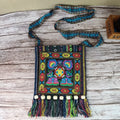 Ethnic Embroidered Linen Crossbody Bag | Tassel Bead Shoulder