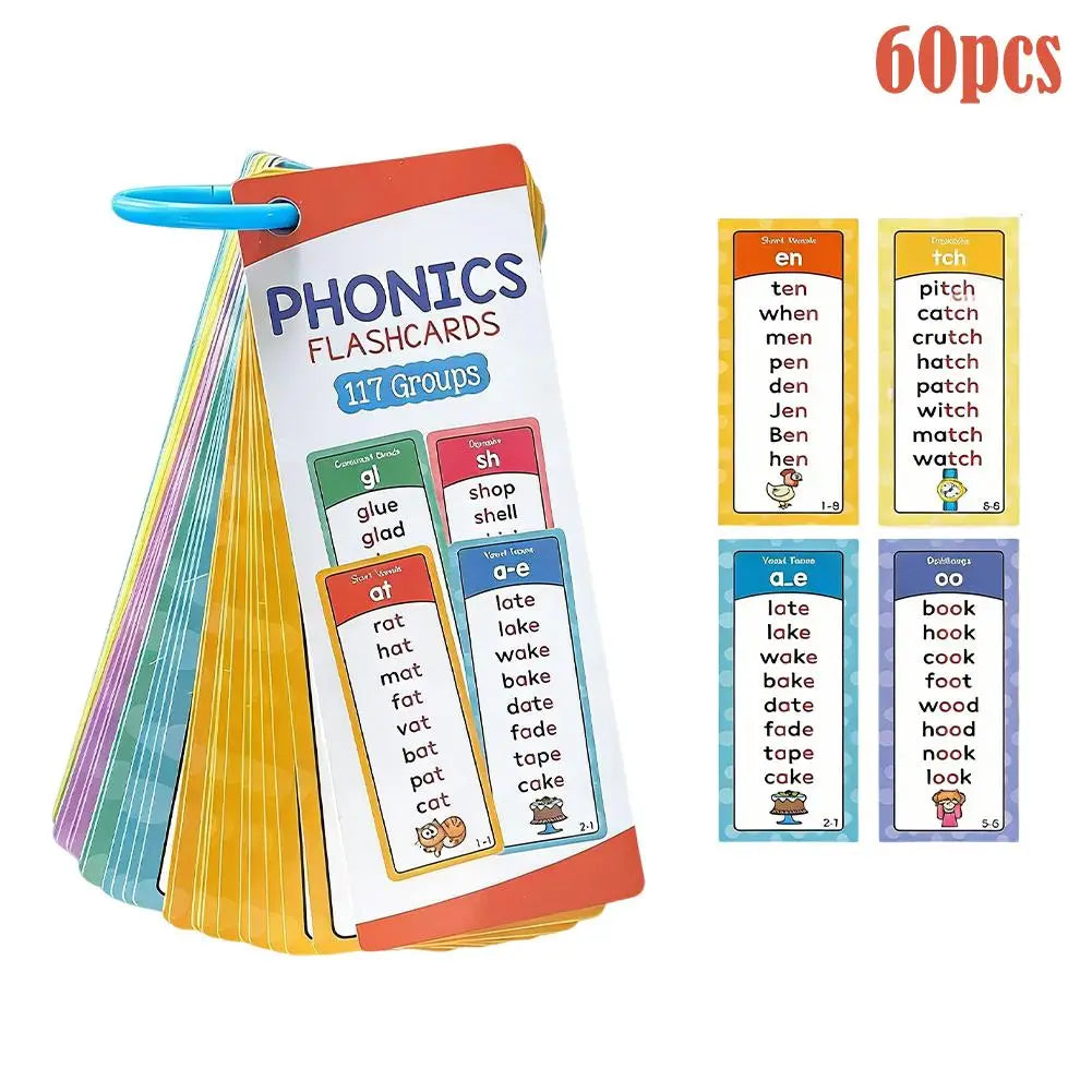 60-Piece Phonics Flash Cards for Kids – CVC Word Spelling