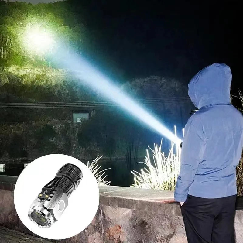 LED Strong Light Flashlight Rechargeable Multi functional for Long Range Portable Outdoor Home Mini Flashlight Cap Clip Light Oasis Select