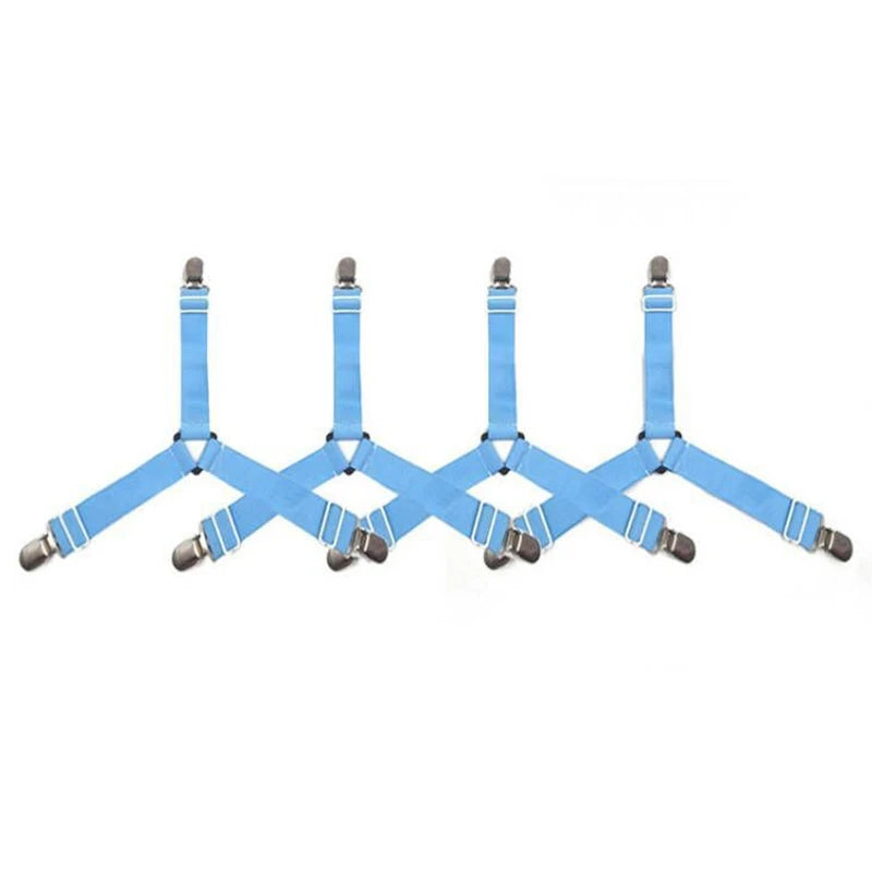 4pcs Adjustable Bed Sheet Clips Elastic Straps Fasteners Holder for Mattress Cover Organizer Home Gadgets Oasis Select blue