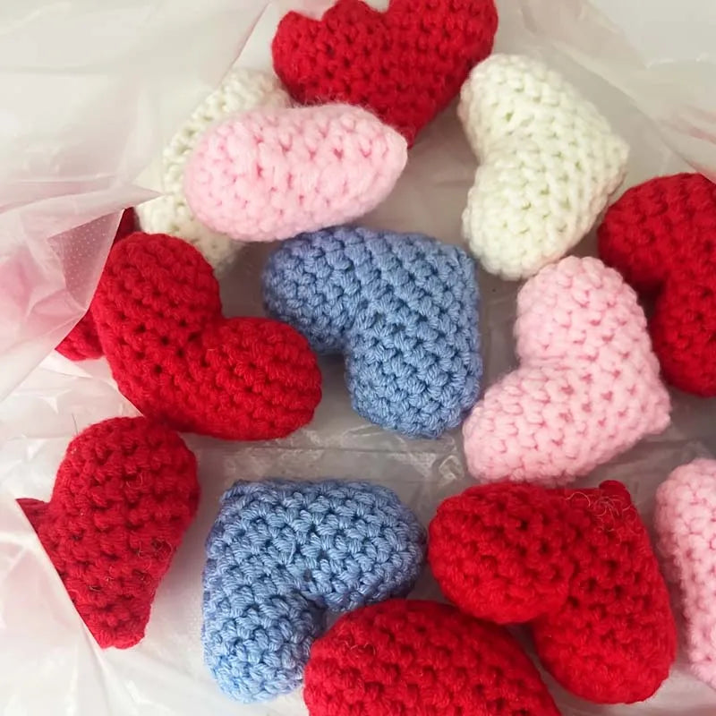 3-Pack Handmade Crochet Heart Decorations – Valentine's & Wedding