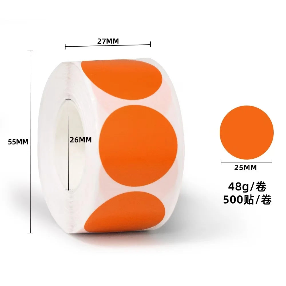 Colored Dot Stickers, Labels Circle Dots Labels Circle Stickers for Office,Classroom,Family（Etc - 10 Colors, 500 Labels/Roll） Oasis Select Orange