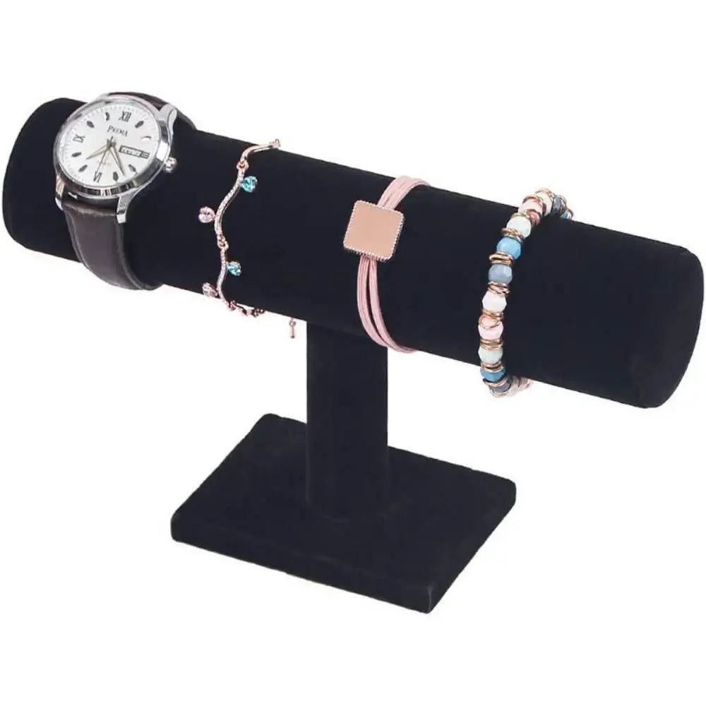 Black Velvet Coil T-Shelf Bracelet Necklace Jewelry Display Organizer Watch Display Stand Bracelet Necklace Jewelry Organizer Oasis Select