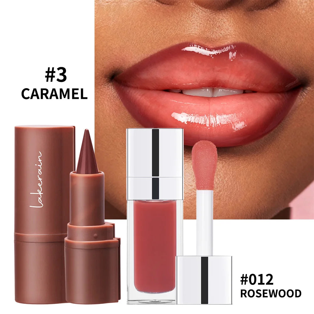 Lip Liner & Lip Gloss Set Shiny Long Lasting Moisturizing Lip Liner and Lip Gloss Combo Multiple Occasions Lips Makeup Oasis Select SET 3