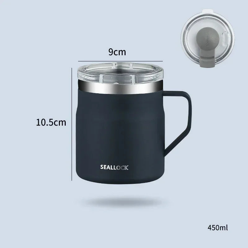 450ML Water Cup Stainless Steel Insulated Lid Drinkware Double Layer Home Office Couple Tumbler Heat-resistant Coffee Mug Oasis Select Blue-450ML 450ml