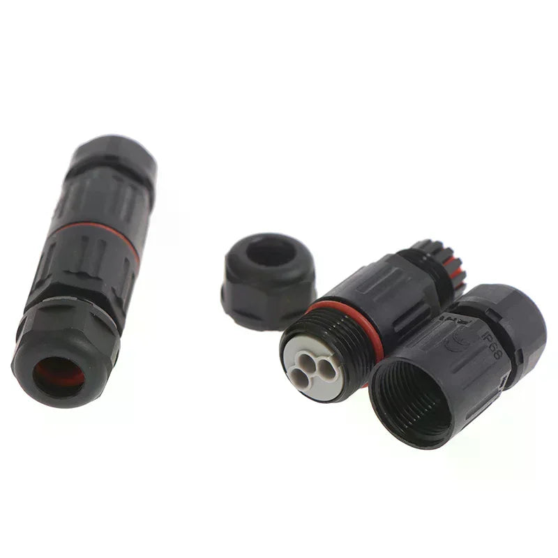 1 Pcs IP68 Industrial Electrical Waterproof Wire Cable Connector 2 Pin 3 Pin Outdoor Plug Socket Straight Quick Screw Connection Oasis Select