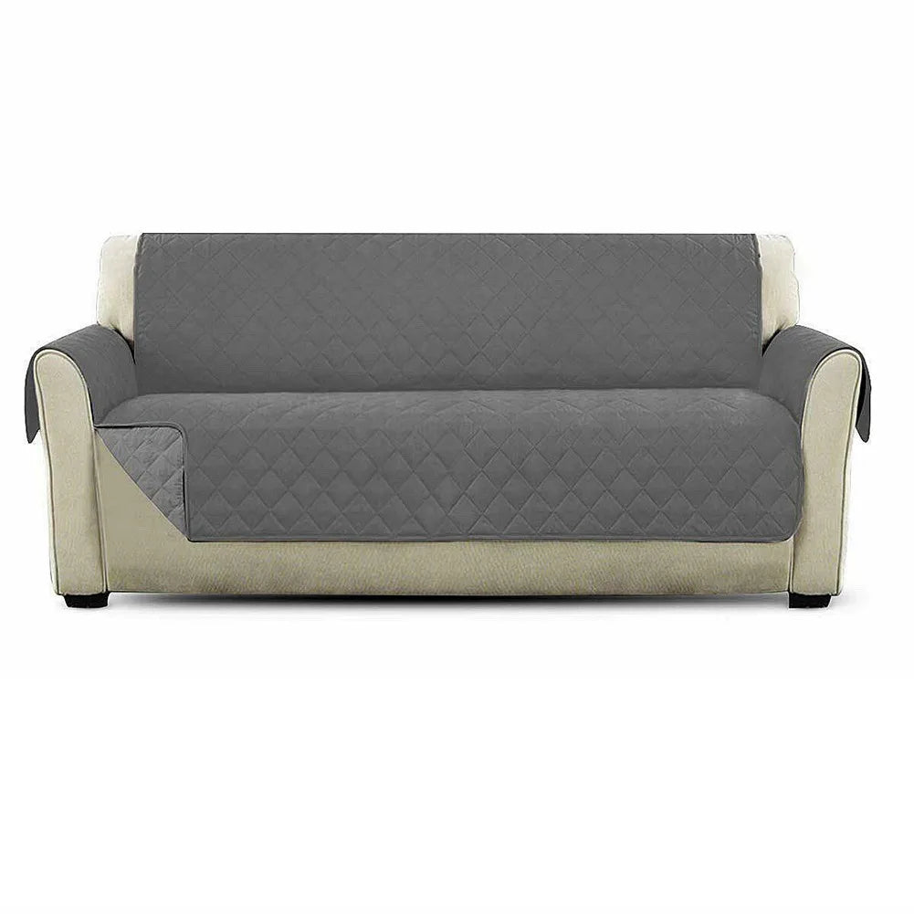 Reversible Quilted Sofa Cover 1/2/3 Seater | Non-Slip Slipcover Sofa Slipcover Oasis Select Gray 3-Seater Sofa