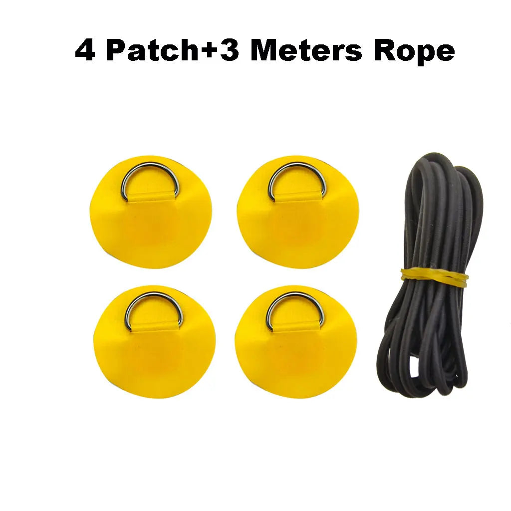 6.5CM D-Ring Patch for Inflatable Boat Kayak Dinghy SUP D-Ring PVC Patch Stand-Up Paddleboard Canoe Rafting Rope Ring Patch Oasis Select 4 Yellow 3M Rope