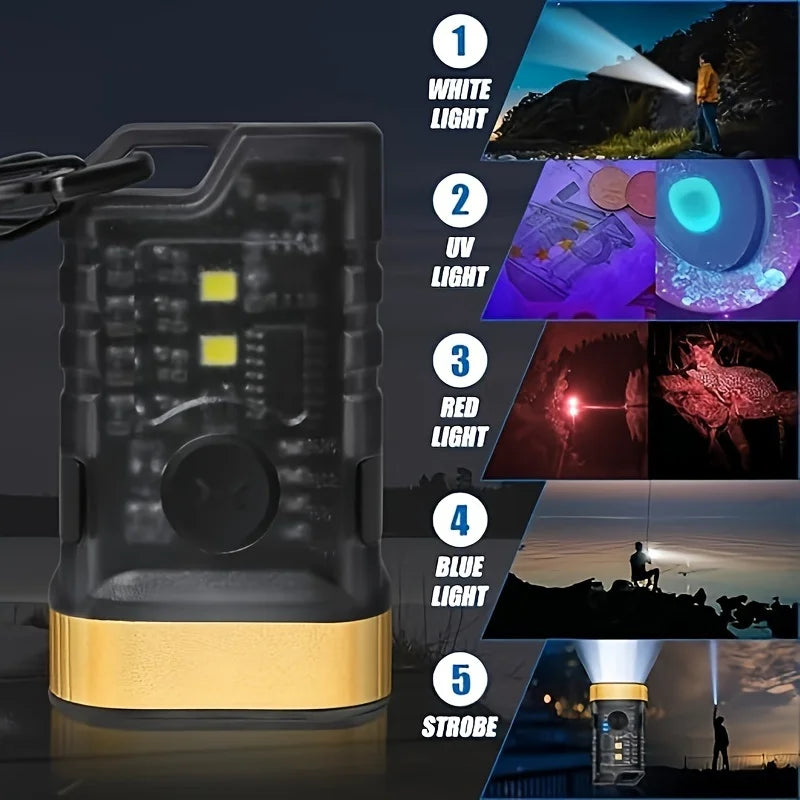 POCKETMAN 365nm UV Mini Flashlight – USB Rechargeable Keychain Torch