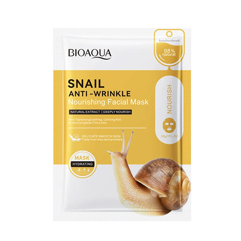 BIOAQUA Snail Face Mask 10-Pack – Hydrating & Brightening Sheet Face Mask Oasis Select