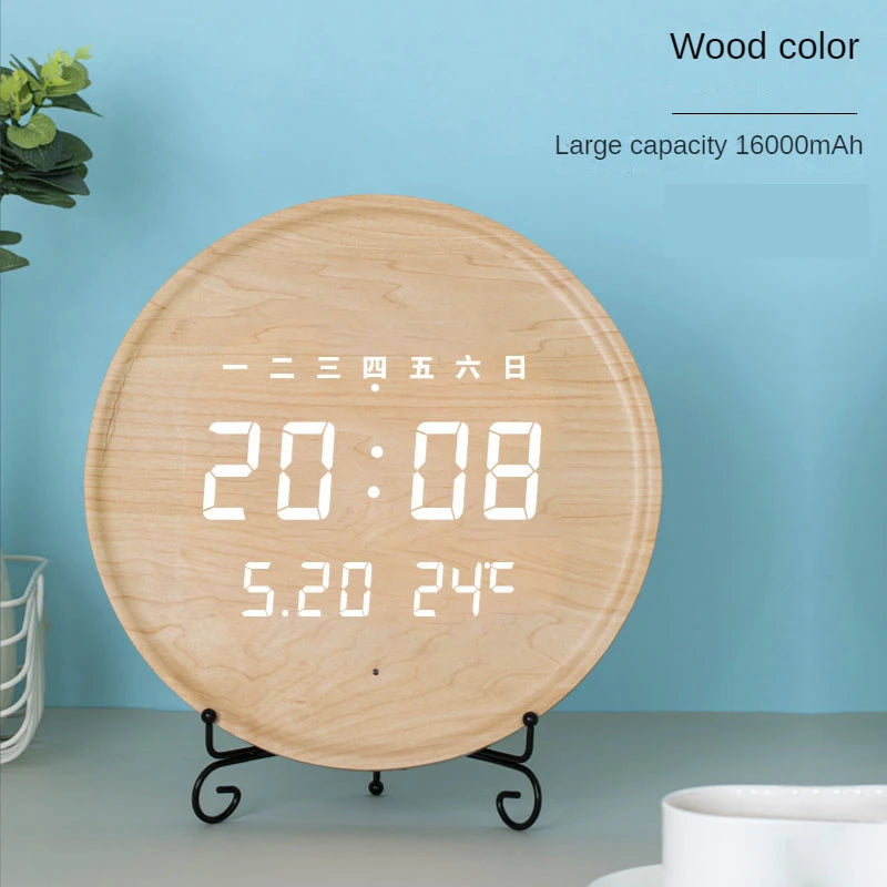 Living room household fashion creative hole free hanging wall electronic light luxury Nordic simple modern wooden wall clock Oasis Select 2 295 x 295 x 25mm