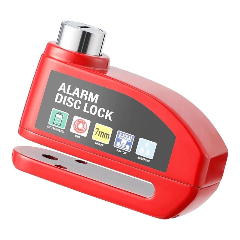 JUSTINLAU Motorcycle Alarm Disc Lock 130dB Anti-Theft Security Brake Disc Lock Waterproof Universal for Scooter Bike Motorbike Oasis Select Red