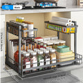 Retractable kitchen sink rack double-layer cabinet seasoning basket multi-functional storage rack under the sink Oasis Select Double black