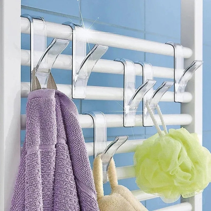 Kitchen Bathroom Hanger Clips Storage Racks White Clear Hanger Heated Towel Radiator Rail Clothes Scarf Hanger Hooks Holder Oasis Select