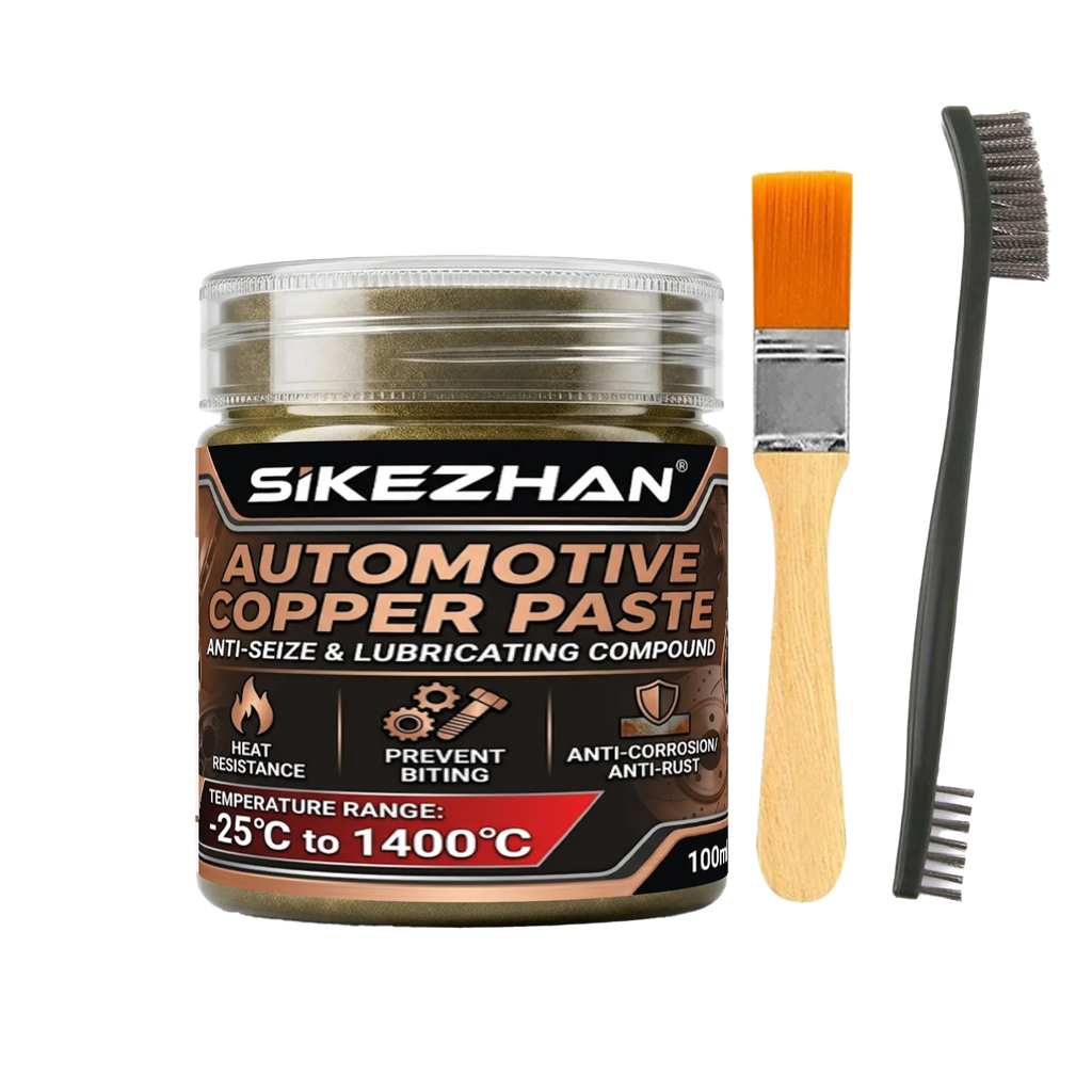 High Temperature 1400°C Copper Anti-Seize Grease Lubricant for Auto Brake Exhaust Spark Plug Bolt with Applicator Brushes Repair Oasis Select 1 SET