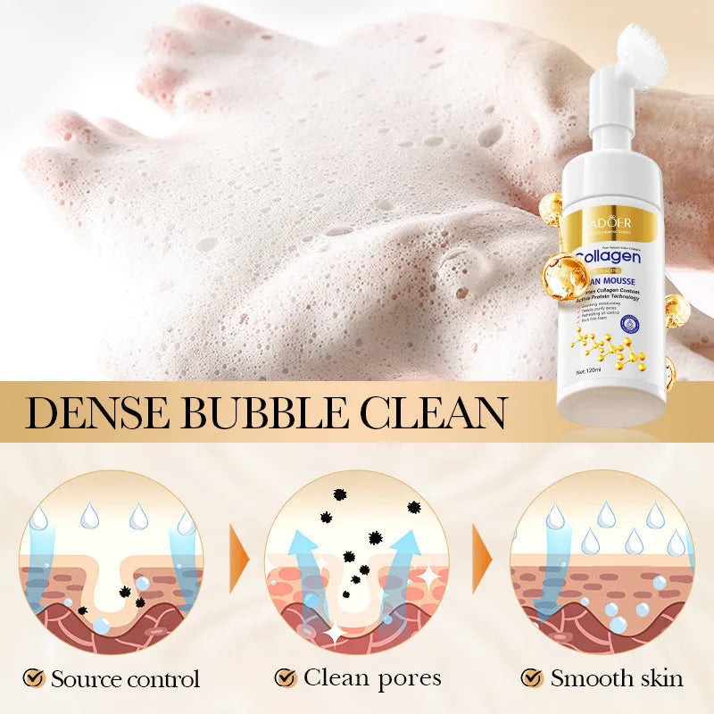 SADOER Collagen Facial Cleanser for Anti Wrinkle Deep Cleaning Mousse Nourishing Moisture Skin Care 120ml Oasis Select