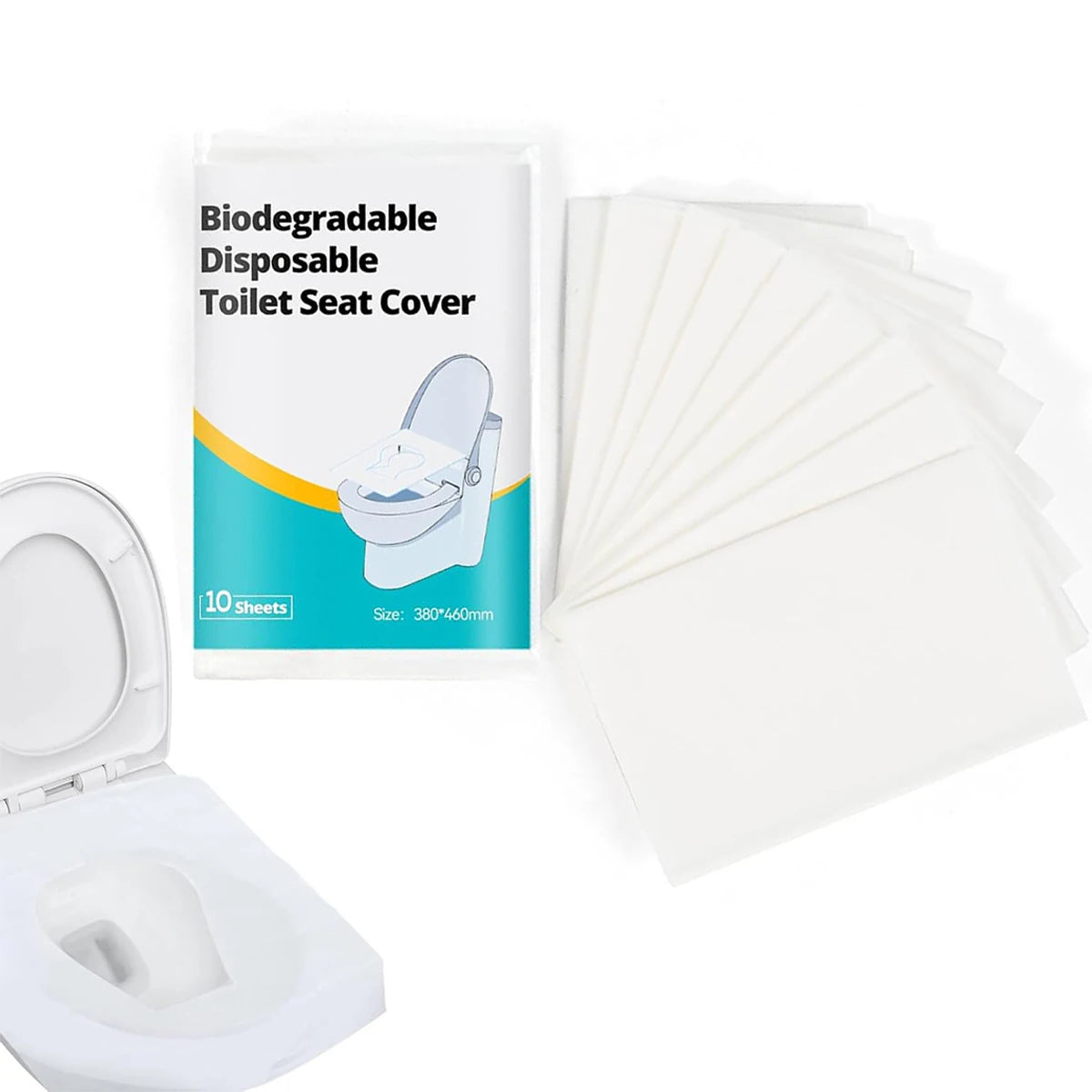 10/30/50 Sheets Disposable Toilet Seat Covers – 10 Count Compact Travel Pack, Adhesive-Free for Airplane & Public Restrooms Oasis Select