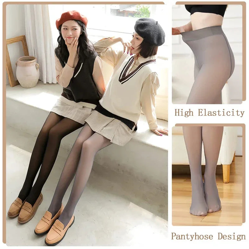 Thermal Stockings Woman Fleece Tights Sexy Winter Warm Pantyhose Translucent Slim Thicken Tights Elastic Velvet Pantyhose Female Oasis Select