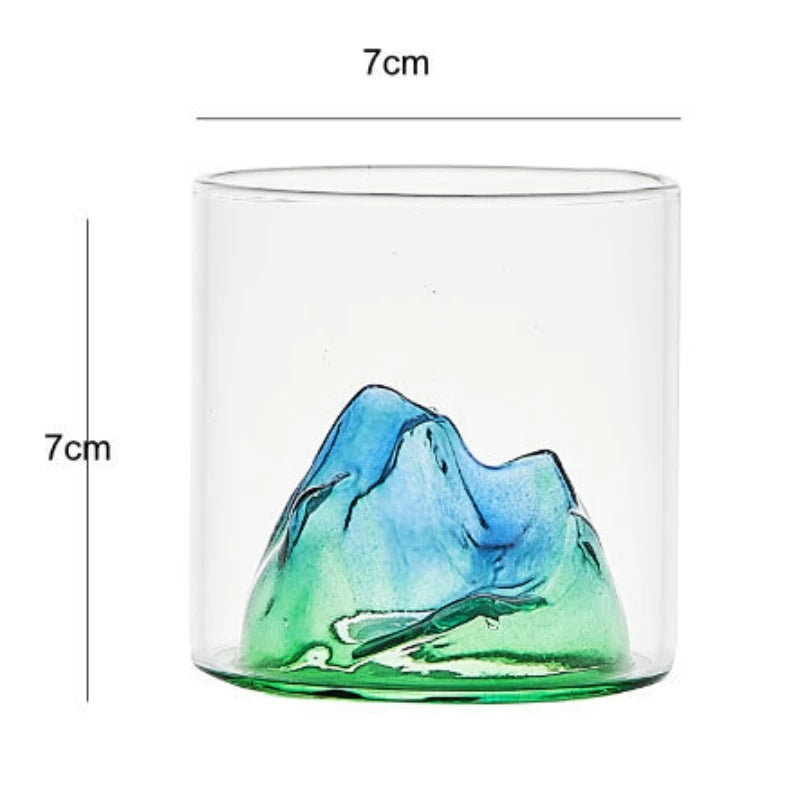 1pcs Transparent Japanese Style Glass Cup Mountain Pattern Tumbler Fashion Drinkware for Party and Daily Use Oasis Select