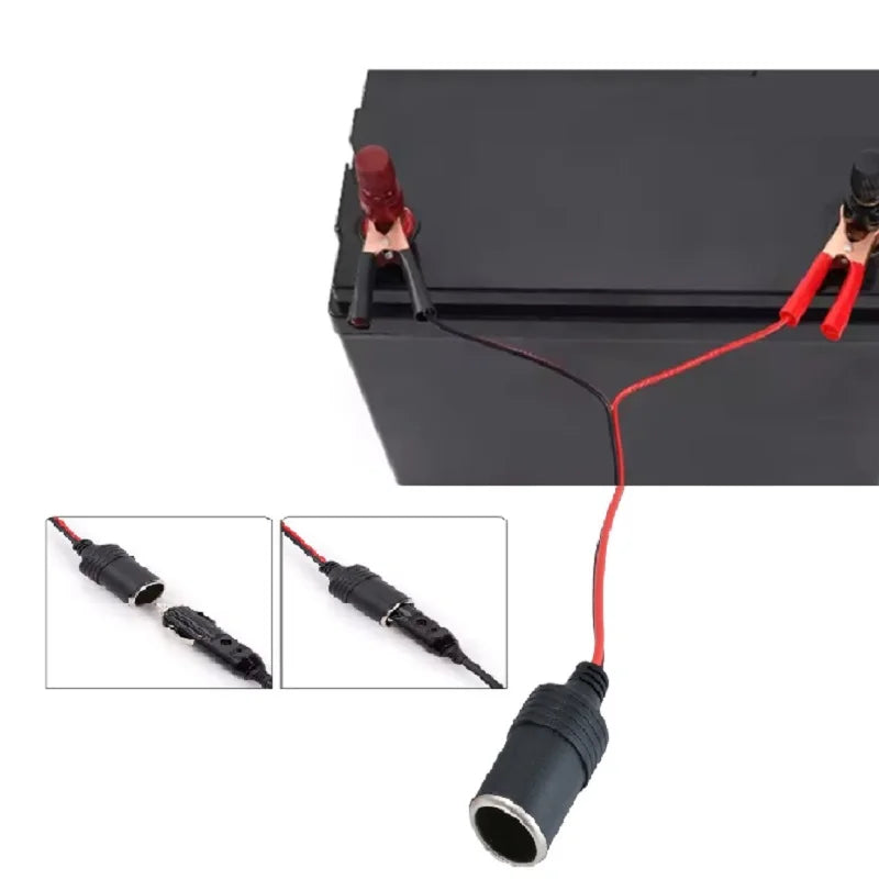 12V Car Battery Clip Adapter Cigarette Lighter Power Socket Adaptor Universal Automotive Use Random Connector Head Auto Socket Oasis Select