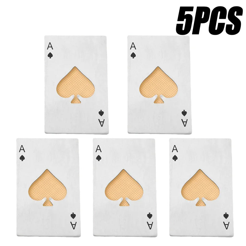20PCS Playing Card Bottle Opener Beer bottle opener Automatic bottle opener Hotel Bars Wine Opener Kitchen Bar Can Opener Oasis Select White-5PCS