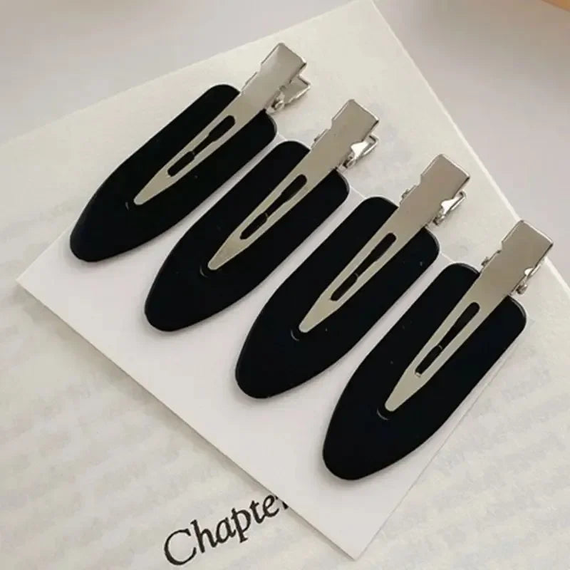 4pcs No Bend Seamless Hair Clips Side Bangs Fix Fringe Barrette Makeup Washing Face Accessories Women Girls Styling Hair Pins Oasis Select black 4pcs