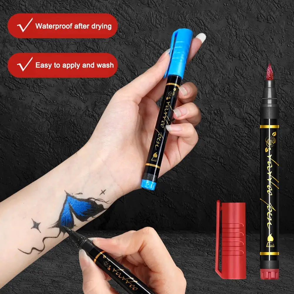 10 Temporary Tattoo Markers – Dual-End Body Paint Pens Temporary Tattoo Pens Oasis Select
